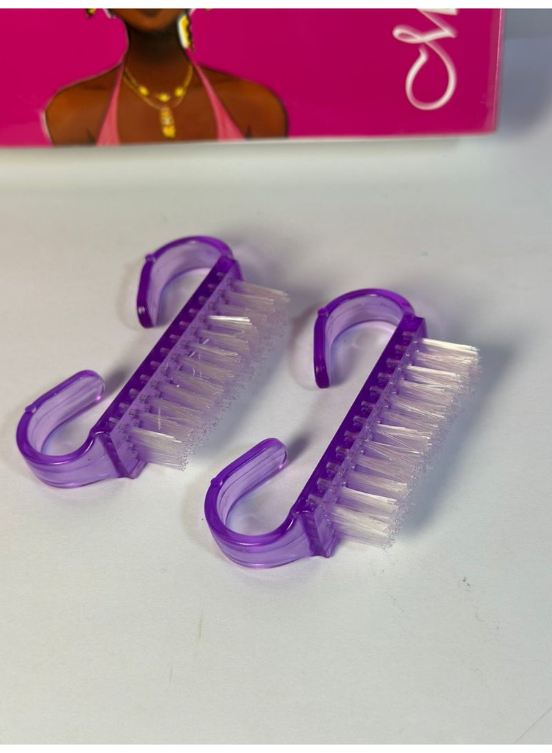 maya accessories 2Pcs Handle Grip Nail Brush Fingernail Cleaner Pedicure Scrub Foot Brushes Toes Cleaning Tool Kit may vary color - Image 3